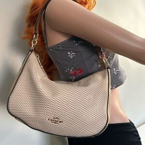 Coach Beige Textured Shoulder Bag